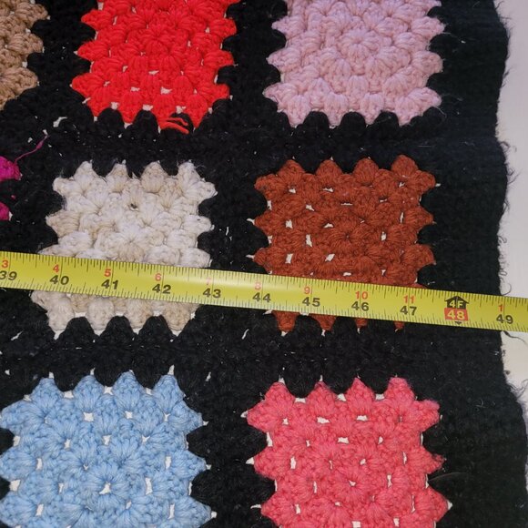 Vintage Crochet Handmade Afghan Granny Square Throw Blanket - Picture 8 of 11